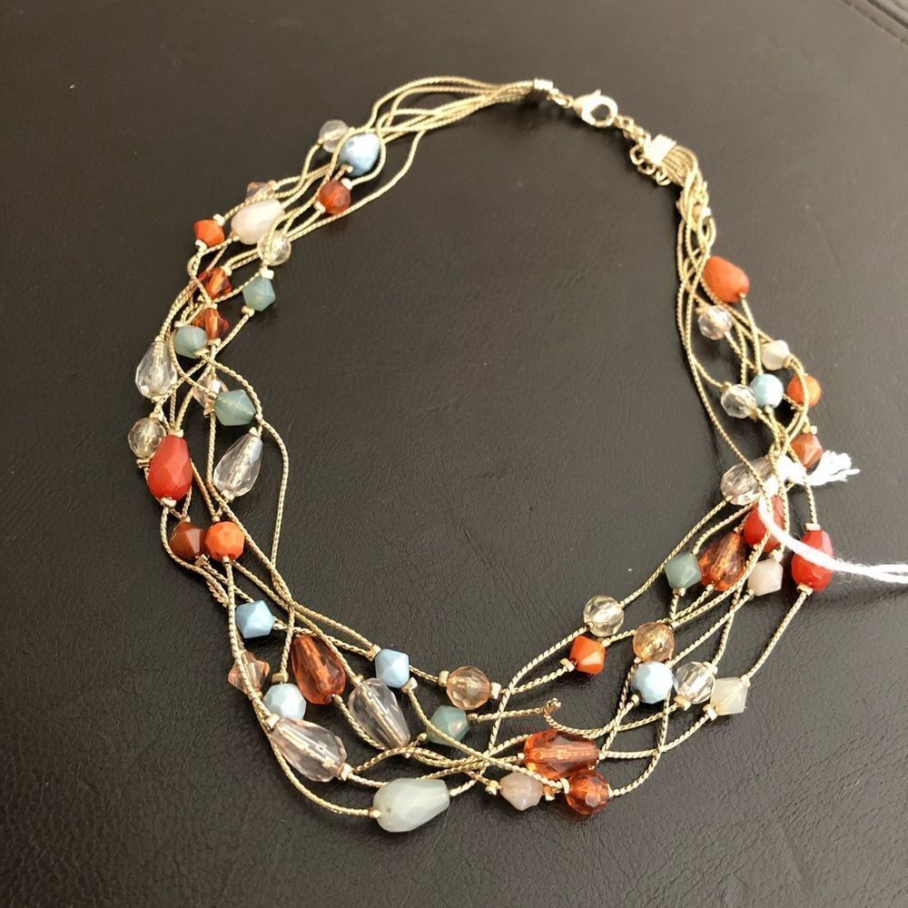 Gold Multistrand Delicate Beaded Necklace